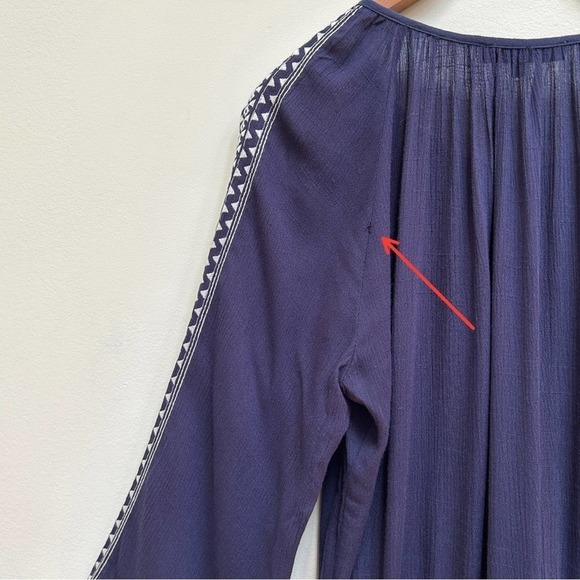 Heartloom Anthropologie Navy & White Embroidered Boho Button Romper, Size Medium - Picture 10 of 11